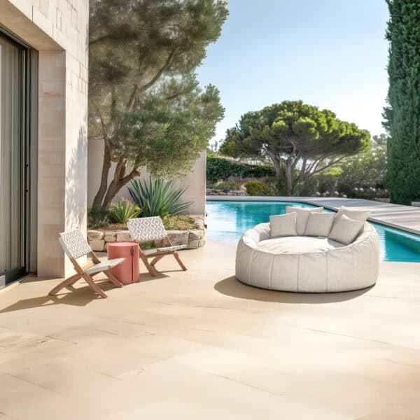 Modern Brown Round Aluminum Side Table With Natural Design