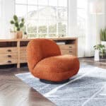Burnt Orange Shearling Accent Chair with Modern Powder-Coated Legs 12 Burnt Orange Shearling Accent Chair with Modern Powder-Coated Legs