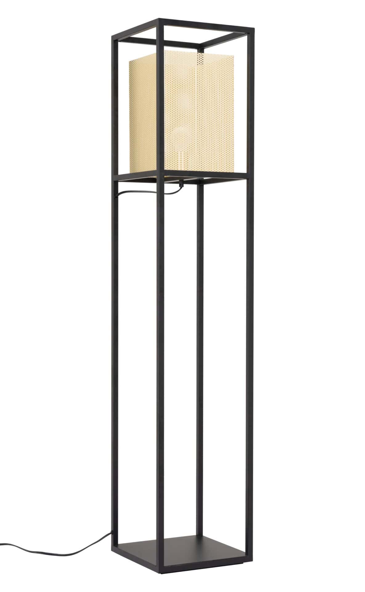 Gold and Black Floor Lamp with Steel Frame and Perforated Shade 5 Gold and Black Floor Lamp with Steel Frame and Perforated Shade - Image 5