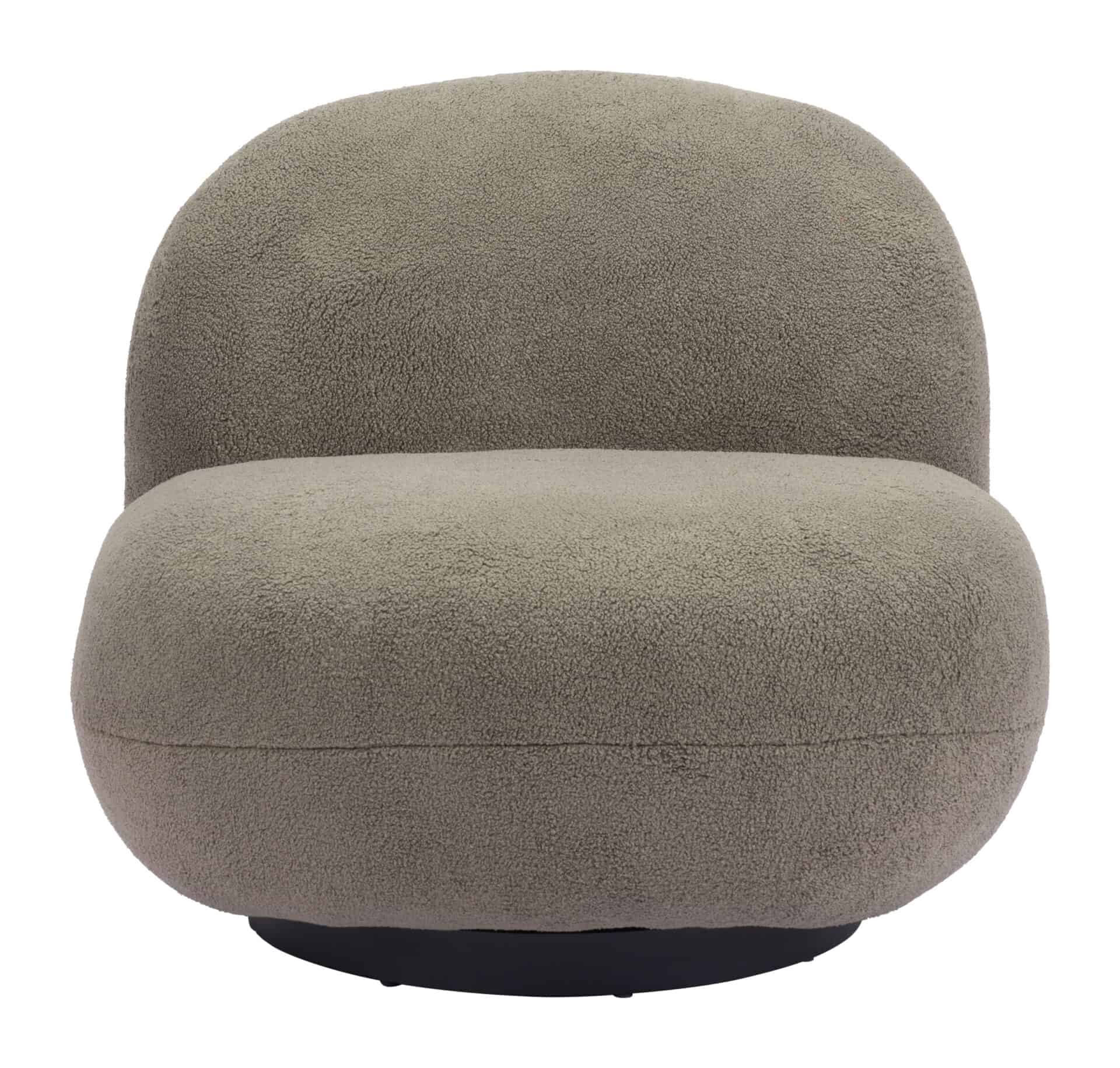 Olive Green Shearling Style Accent Chair with Powder Coated Steel Legs 5 Olive Green Shearling Style Accent Chair with Powder Coated Steel Legs - Image 5