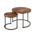 Rustic Round Nesting Coffee Tables with Adjustable Feet (Set of 2) 24 Rustic Round Nesting Coffee Tables with Adjustable Feet (Set of 2)