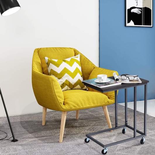 Rolling U-Shaped Rustic Sofa Side Table with Locking Wheels 3 Rolling U-Shaped Rustic Sofa Side Table with Locking Wheels - Image 3