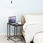 Rolling U-Shaped Rustic Sofa Side Table with Locking Wheels 9 Rolling U-Shaped Rustic Sofa Side Table with Locking Wheels
