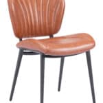 Vintage Brown Faux Leather Dining Chairs with Steel Frame (Set of 2)