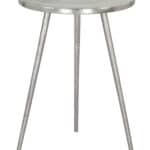 Boho-Chic Cast Aluminum End Table with Round Top and Rubber Feet 13 Boho-Chic Cast Aluminum End Table with Round Top and Rubber Feet