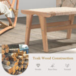 Teak Wood Ottoman with Braided Rope for Living Room 13 Teak Wood Ottoman with Braided Rope for Living Room