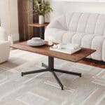 Adjustable Height Coffee Table with Laminate Top and Steel Base