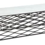 Rectangular Marble Coffee Table with Steel Frame, White & Bronze