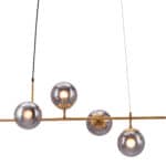 Gold-Plated Ceiling Lamp with Smoked Glass Shades 19 Gold-Plated Ceiling Lamp with Smoked Glass Shades