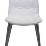 Ergonomic Tufted Dining Chair with Faux Leather and Steel Legs (Set of 2)