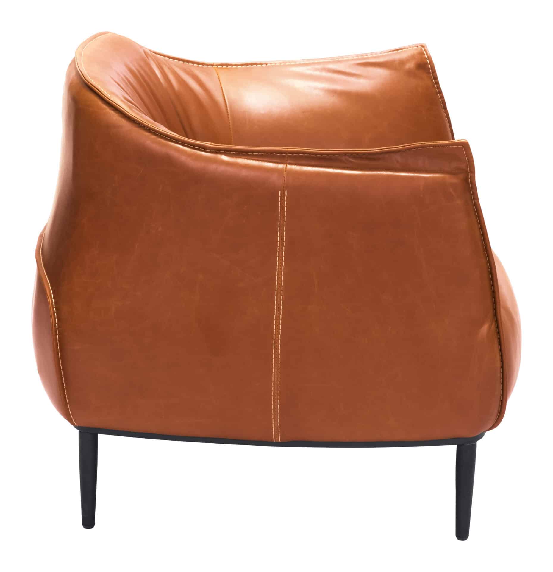 Coffee Brown Faux Leather Accent Chair with Wood and Steel Legs 6 Coffee Brown Faux Leather Accent Chair with Wood and Steel Legs - Image 6