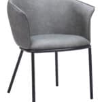 Modern Gray Dining Chair with Steel Frame and Faux Leather Upholstery 8 Modern Gray Dining Chair with Steel Frame and Faux Leather Upholstery