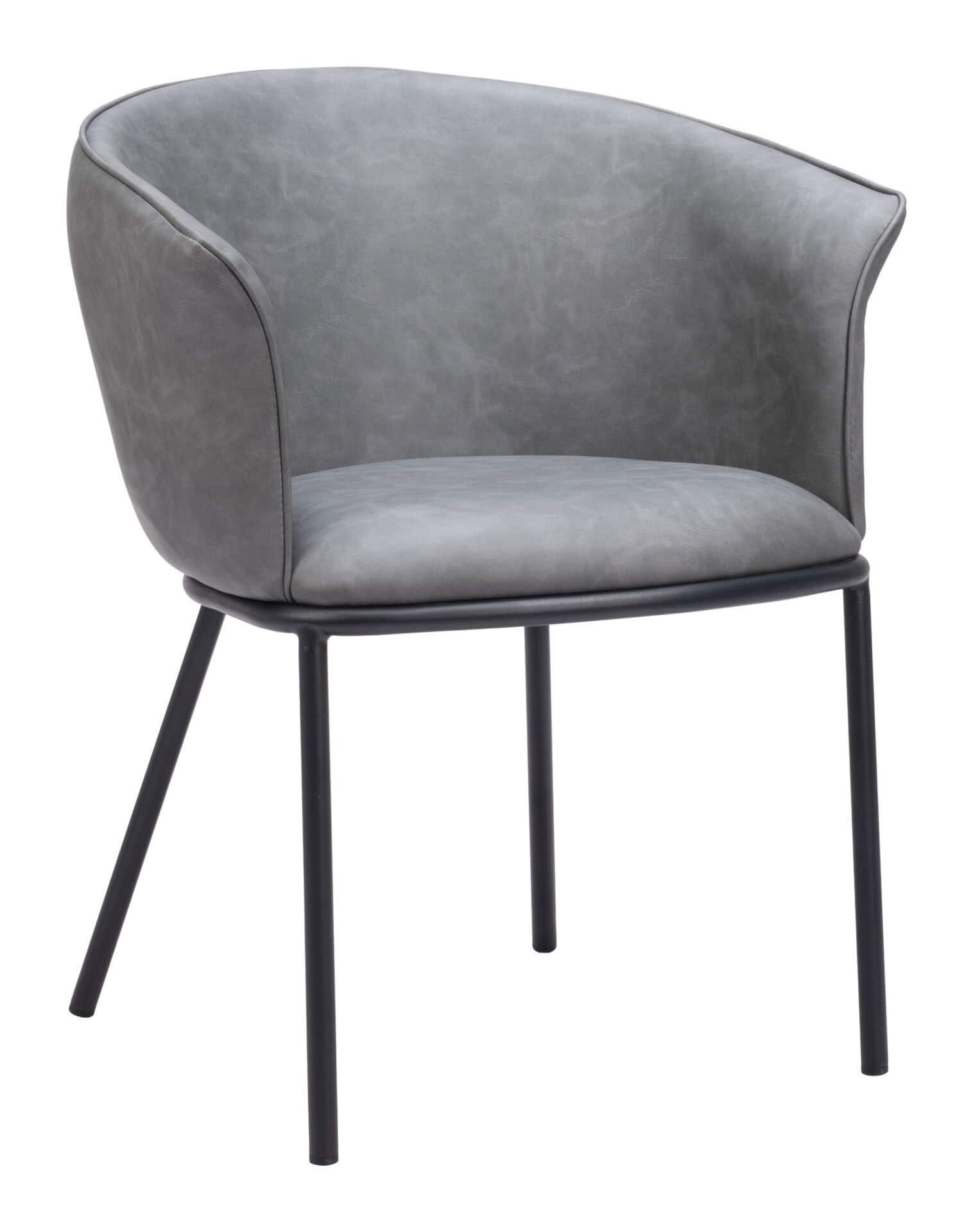 Modern Gray Dining Chair with Steel Frame and Faux Leather Upholstery 1 Modern Gray Dining Chair with Steel Frame and Faux Leather Upholstery