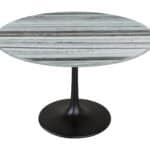 Round Marble Dining Table with Steel Base - Gray & Black 12 Round Marble Dining Table with Steel Base - Gray & Black