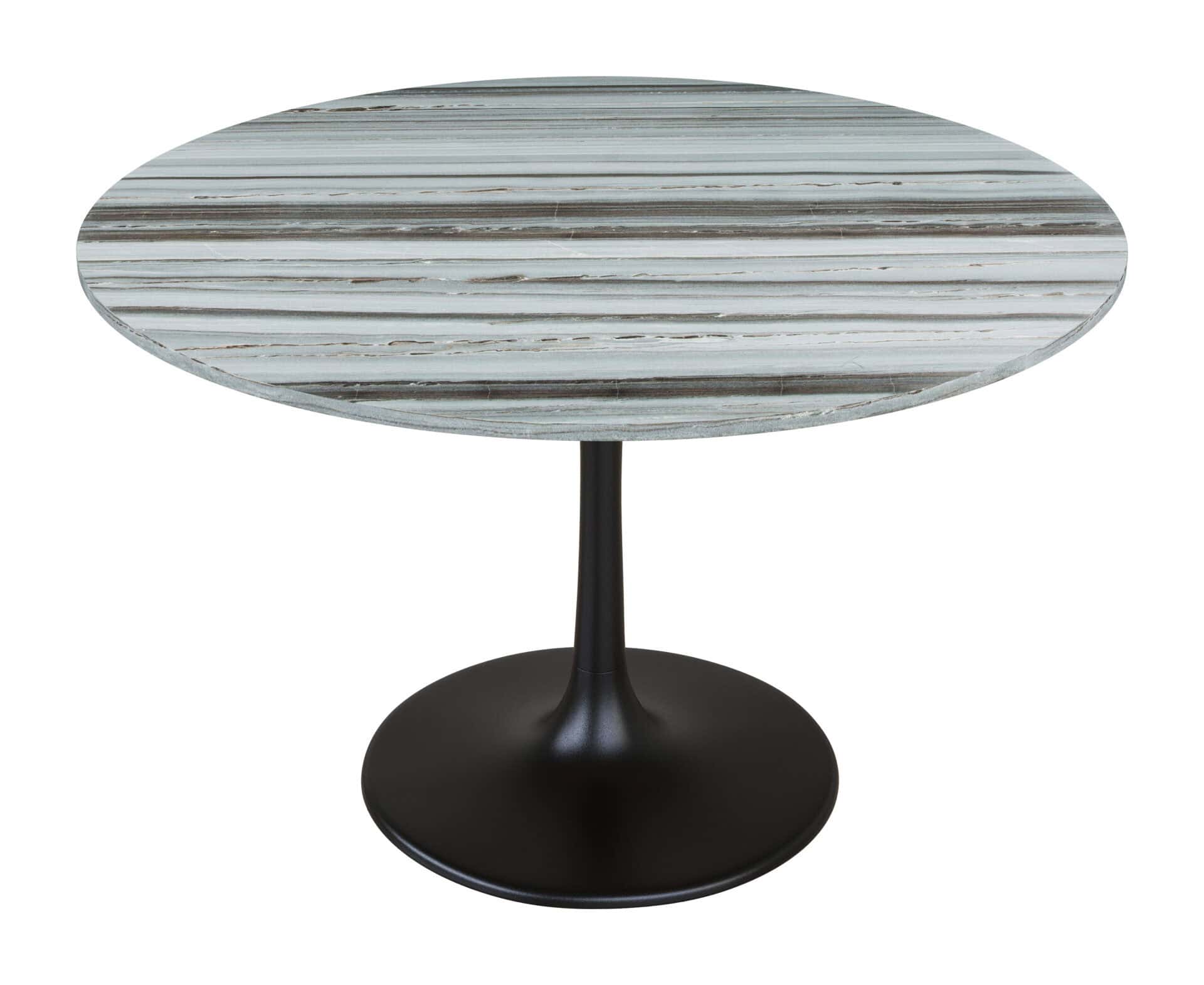 Round Marble Dining Table with Steel Base - Gray & Black 4 Round Marble Dining Table with Steel Base - Gray & Black - Image 4