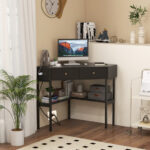 Space-Saving Triangle Corner Desk with 2 Drawers, Charging Station and Storage 27 Space-Saving Triangle Corner Desk with 2 Drawers, Charging Station and Storage