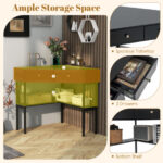 Space-Saving Triangle Corner Desk with 2 Drawers, Charging Station and Storage 28 Space-Saving Triangle Corner Desk with 2 Drawers, Charging Station and Storage