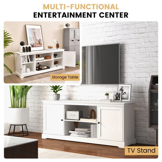 White 58 Inch TV Stand with Cabinets and Adjustable Shelves 7 White 58 Inch TV Stand with Cabinets and Adjustable Shelves - Image 7