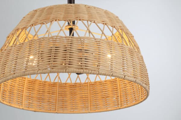 twinkle double lights semi flush with rattan shade black metal finish for farmhouse style west lamp 5