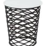 Round Marble Top Side Table with Steel Frame and Rubber Feet 12 Round Marble Top Side Table with Steel Frame and Rubber Feet