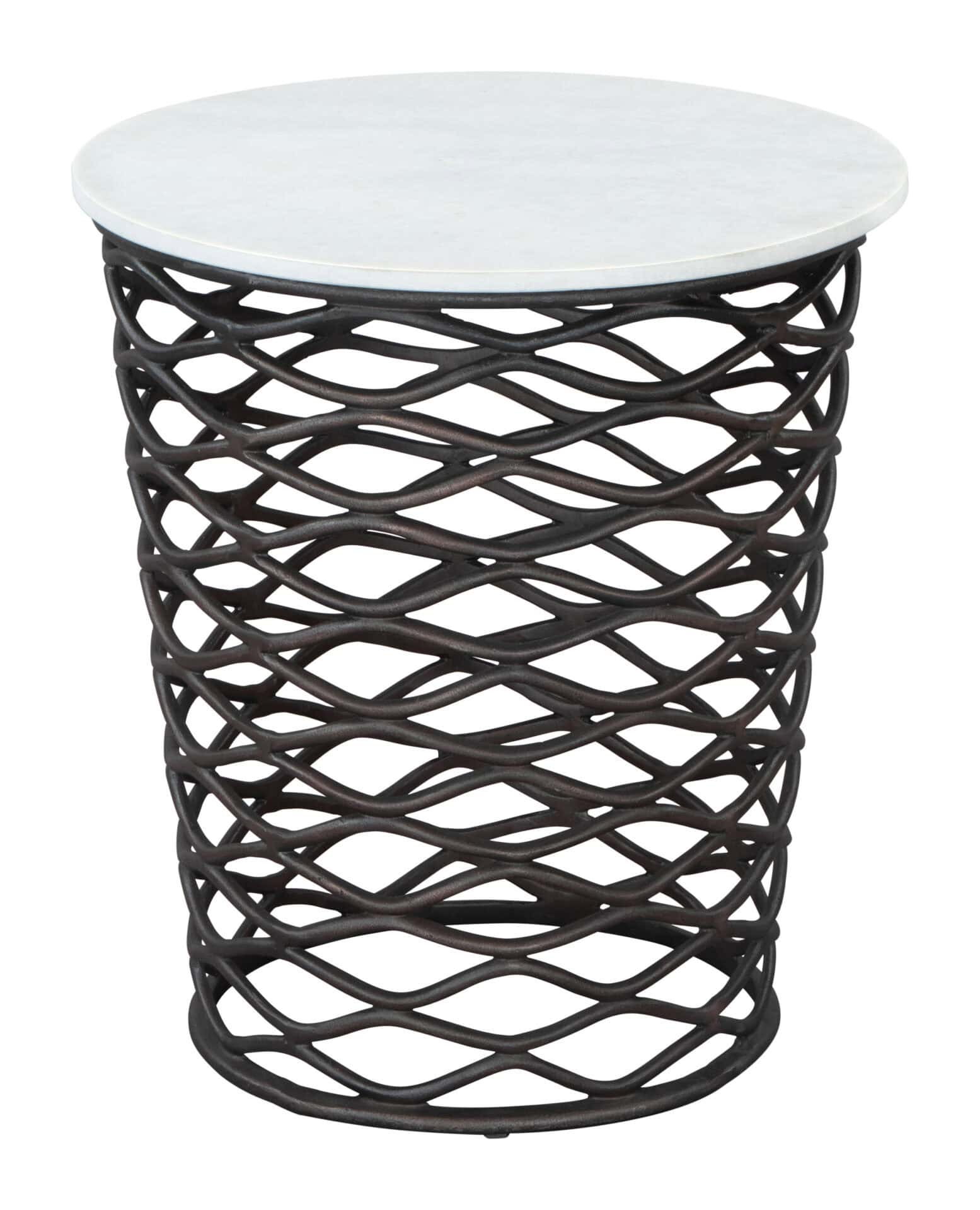 Round Marble Top Side Table with Steel Frame and Rubber Feet 3 Round Marble Top Side Table with Steel Frame and Rubber Feet - Image 3