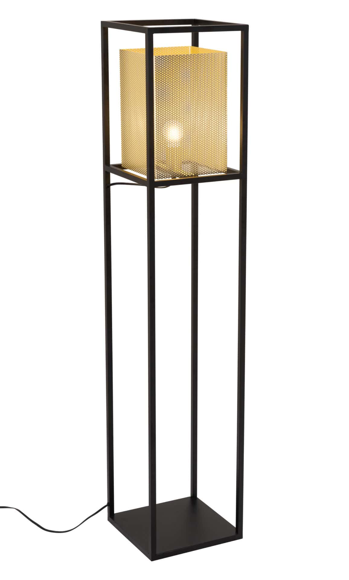 Gold and Black Floor Lamp with Steel Frame and Perforated Shade 6 Gold and Black Floor Lamp with Steel Frame and Perforated Shade - Image 6
