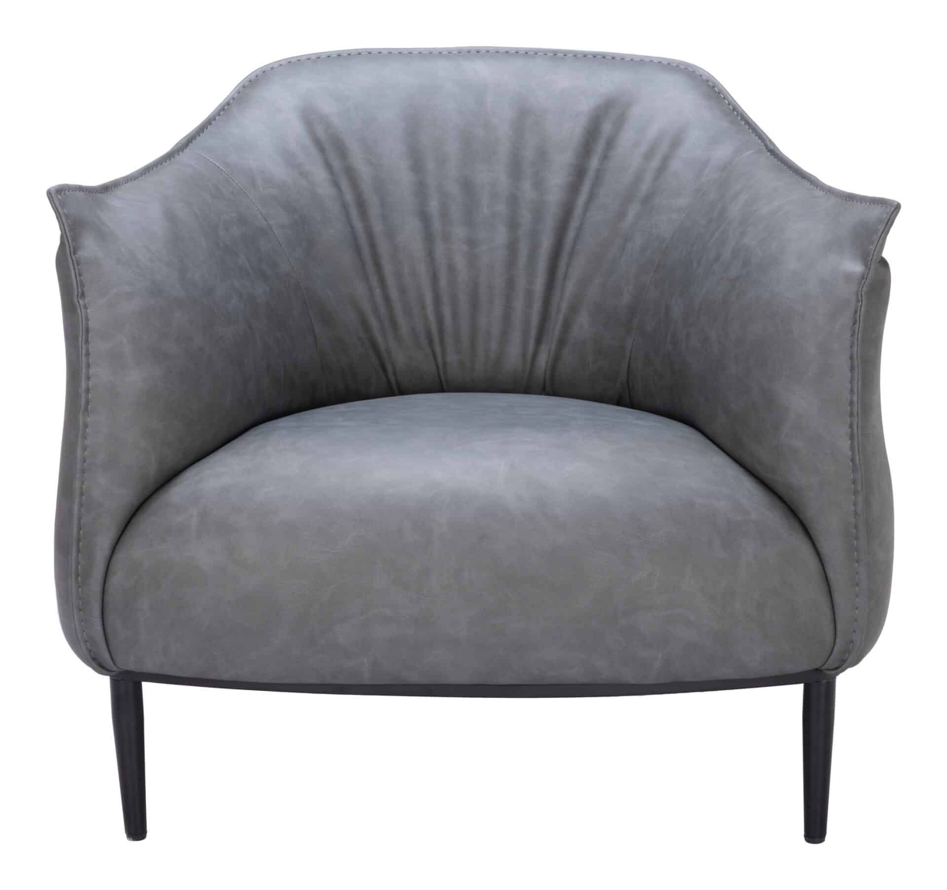 Coffee Faux Leather Accent Chair with Wood Legs and Armrest Support 6 Coffee Faux Leather Accent Chair with Wood Legs and Armrest Support - Image 6