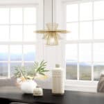 Gold Steel Frame Ceiling Lamp with Adjustable Cord Length 8 Gold Steel Frame Ceiling Lamp with Adjustable Cord Length
