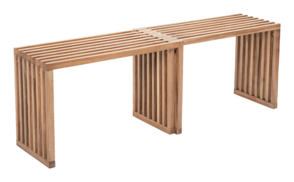 Extendable Natural Acacia Wood Bench for Indoor Outdoor Use (Set of 2)