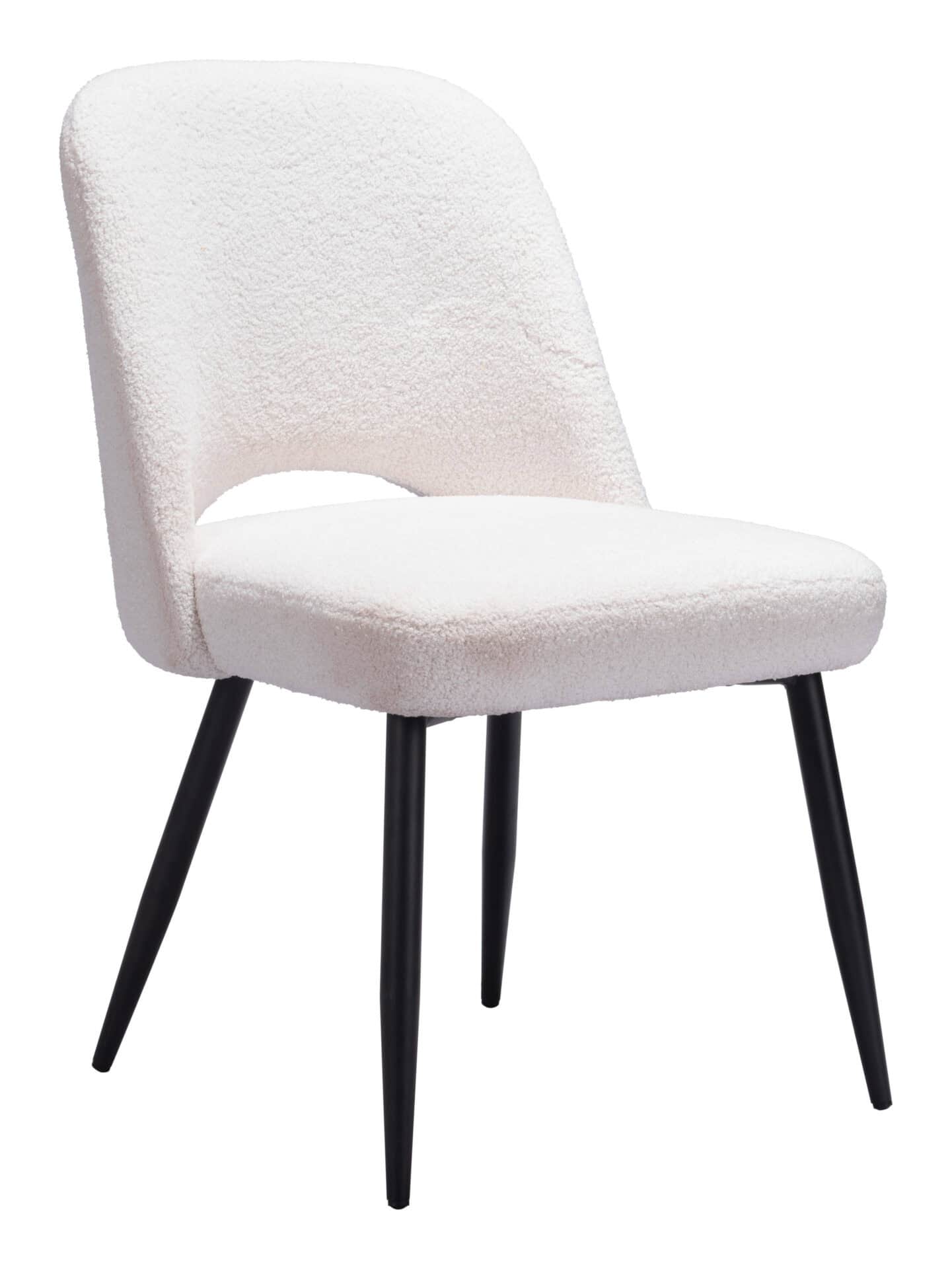 Ivory Shearling Style Dining Chairs with Steel Legs (Set of 2) 4 Ivory Shearling Style Dining Chairs with Steel Legs (Set of 2) - Image 4