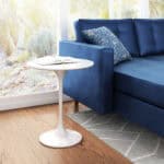 Gloss White Round Side Table with Steel Base and Rubber Feet