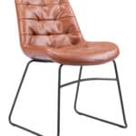 Vintage Brown Faux Leather Dining Chair with Steel Frame (Set of 2) 10 Vintage Brown Faux Leather Dining Chair with Steel Frame (Set of 2)
