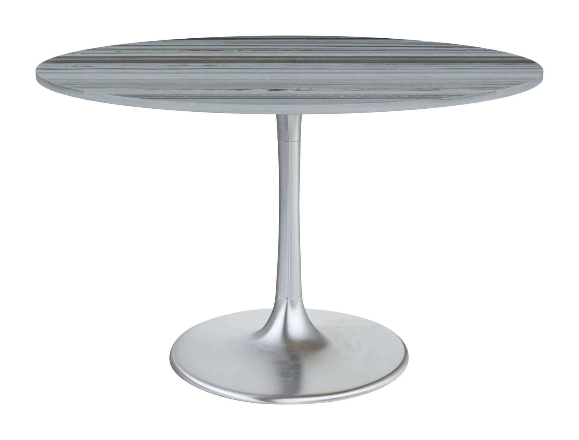 Gray Marble Top Dining Table with Steel Base, Seats 4 2 Gray Marble Top Dining Table with Steel Base, Seats 4 - Image 2