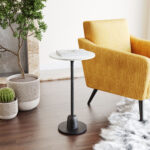 Marble Top Side Table with Cast Aluminum Base