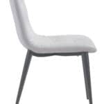 Ergonomic Tufted Dining Chair with Faux Leather and Steel Legs (Set of 2)
