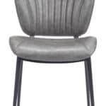 Vintage Gray Tufted Faux Leather Dining Chairs with Steel Frame (Set of 2)