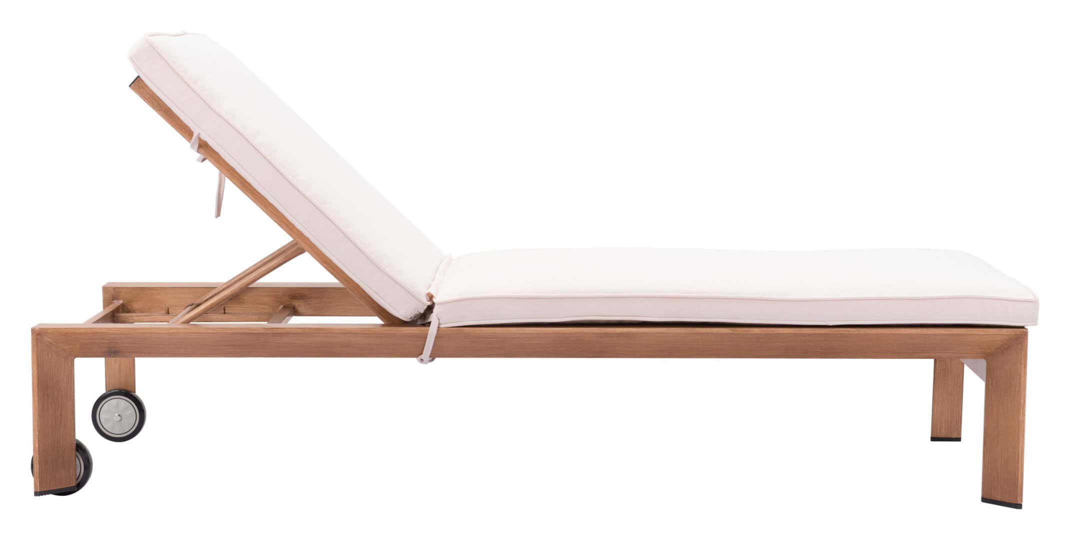 Adjustable Outdoor Lounge Chair Beige and Natural with Wheels 13 Adjustable Outdoor Lounge Chair Beige and Natural with Wheels