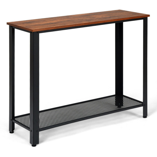 Slim Metal Frame Wood Console Table with Shelf Storage 3 Slim Metal Frame Wood Console Table with Shelf Storage - Image 3