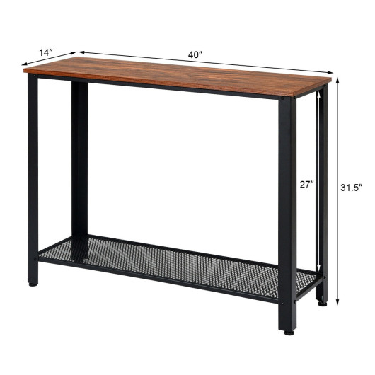 Slim Metal Frame Wood Console Table with Shelf Storage 4 Slim Metal Frame Wood Console Table with Shelf Storage - Image 4