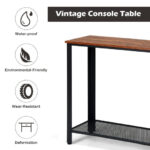Slim Metal Frame Wood Console Table with Shelf Storage 9 Slim Metal Frame Wood Console Table with Shelf Storage