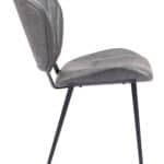 Vintage Gray Tufted Faux Leather Dining Chairs with Steel Frame (Set of 2)