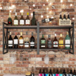 Industrial Wall Mounted Wine Rack with Shelves and Glass Holders 8 Industrial Wall Mounted Wine Rack with Shelves and Glass Holders
