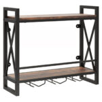 Industrial Wall Mounted Wine Rack with Shelves and Glass Holders 10 Industrial Wall Mounted Wine Rack with Shelves and Glass Holders
