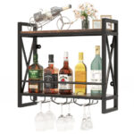 Industrial Wall Mounted Wine Rack with Shelves and Glass Holders 11 Industrial Wall Mounted Wine Rack with Shelves and Glass Holders