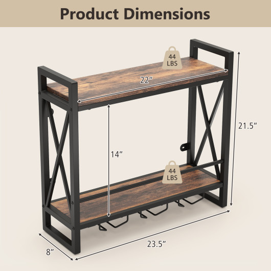 Industrial Wall Mounted Wine Rack with Shelves and Glass Holders - Image 5
