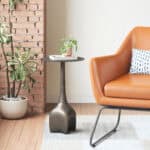Charcoal Round Cast Aluminum Side Table with Padded Feet