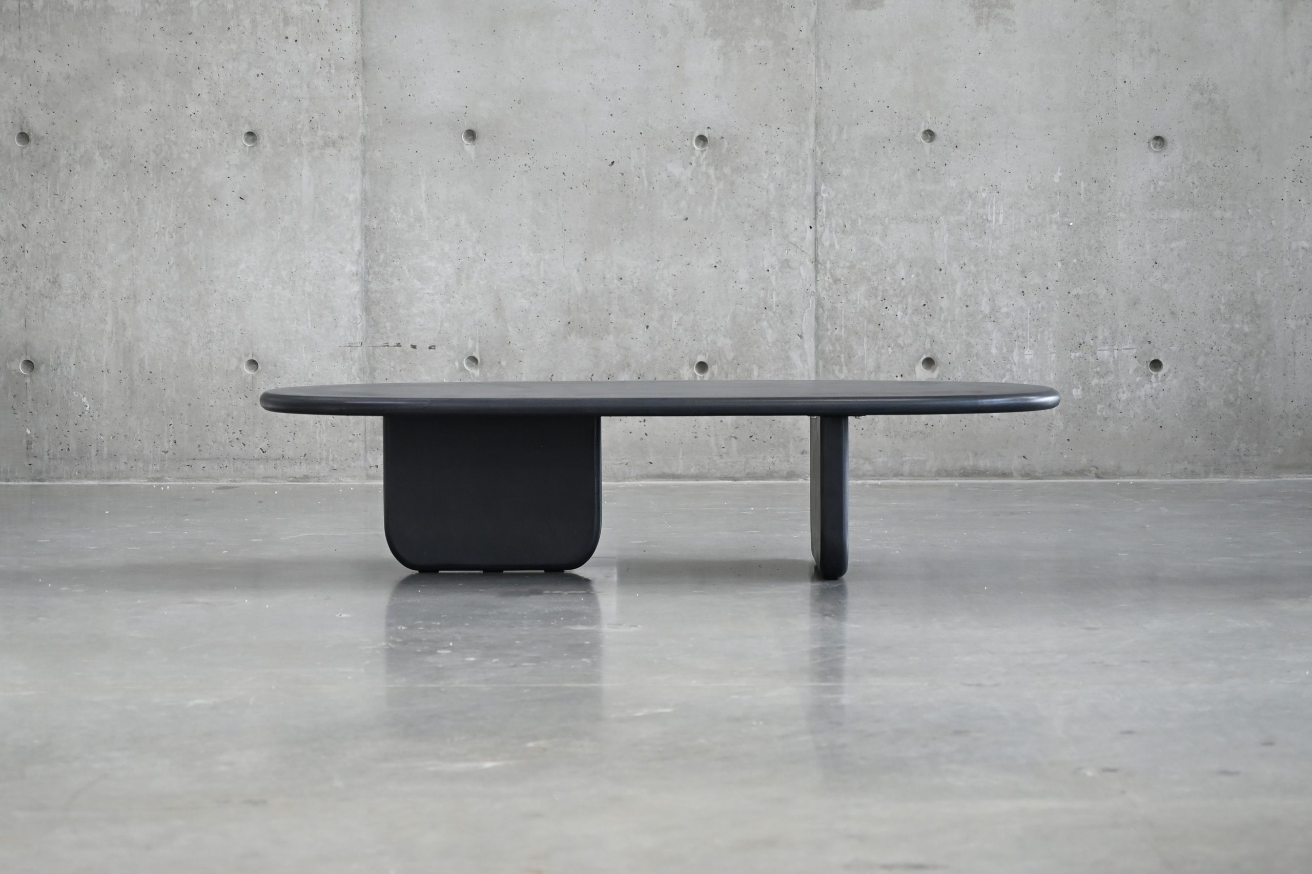 hana dusk black microskin oval coffee table