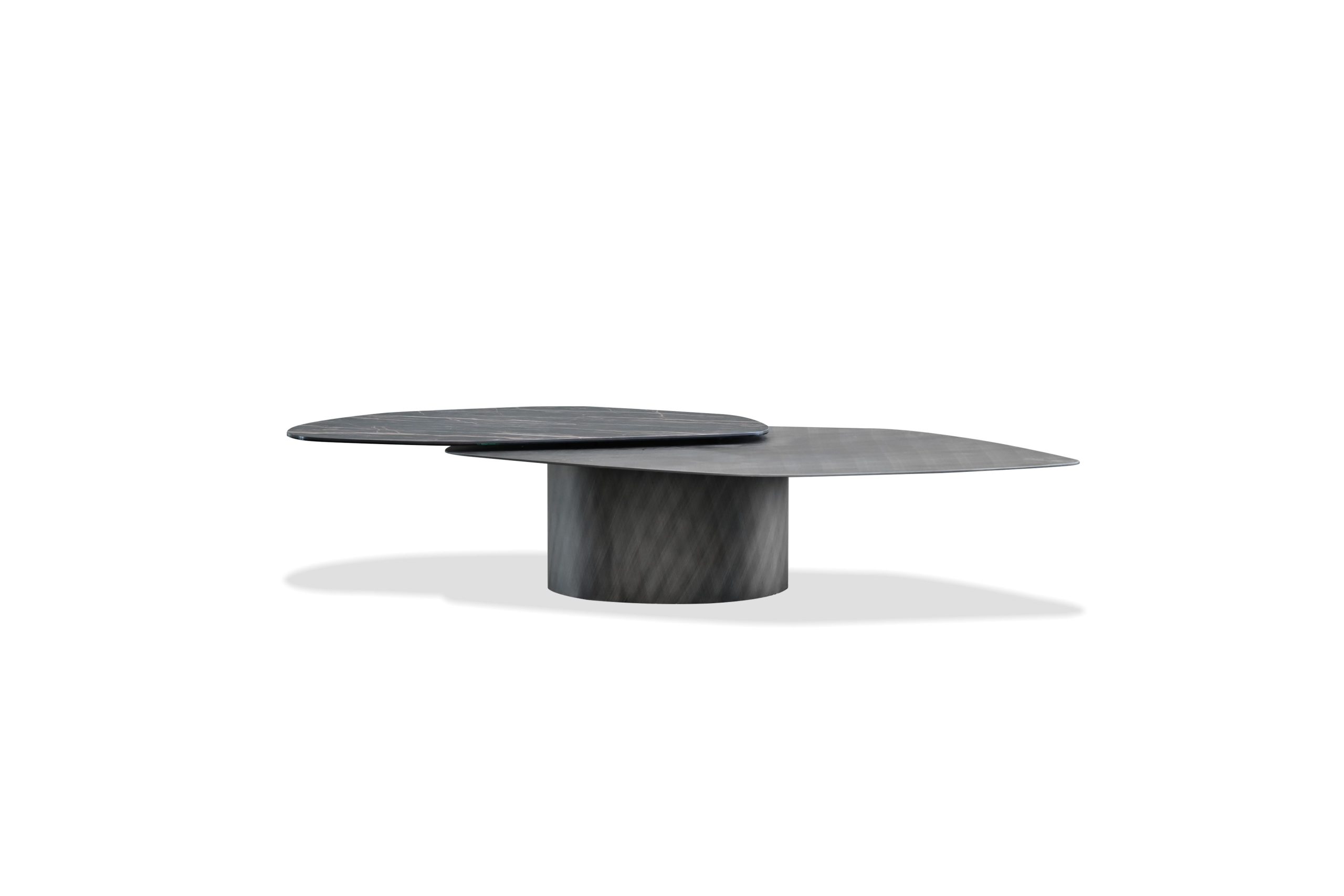 layer ceramic top steel base coffee table