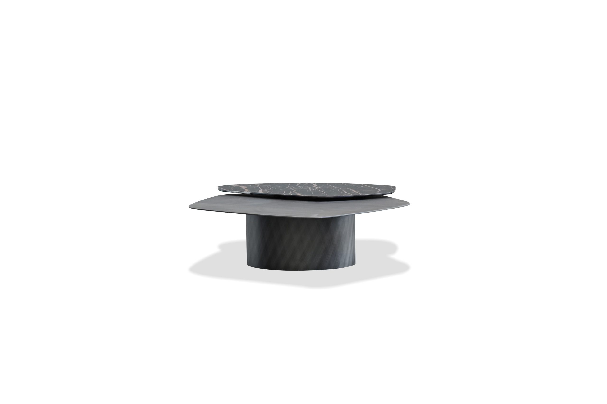 layer ceramic top steel base coffee table