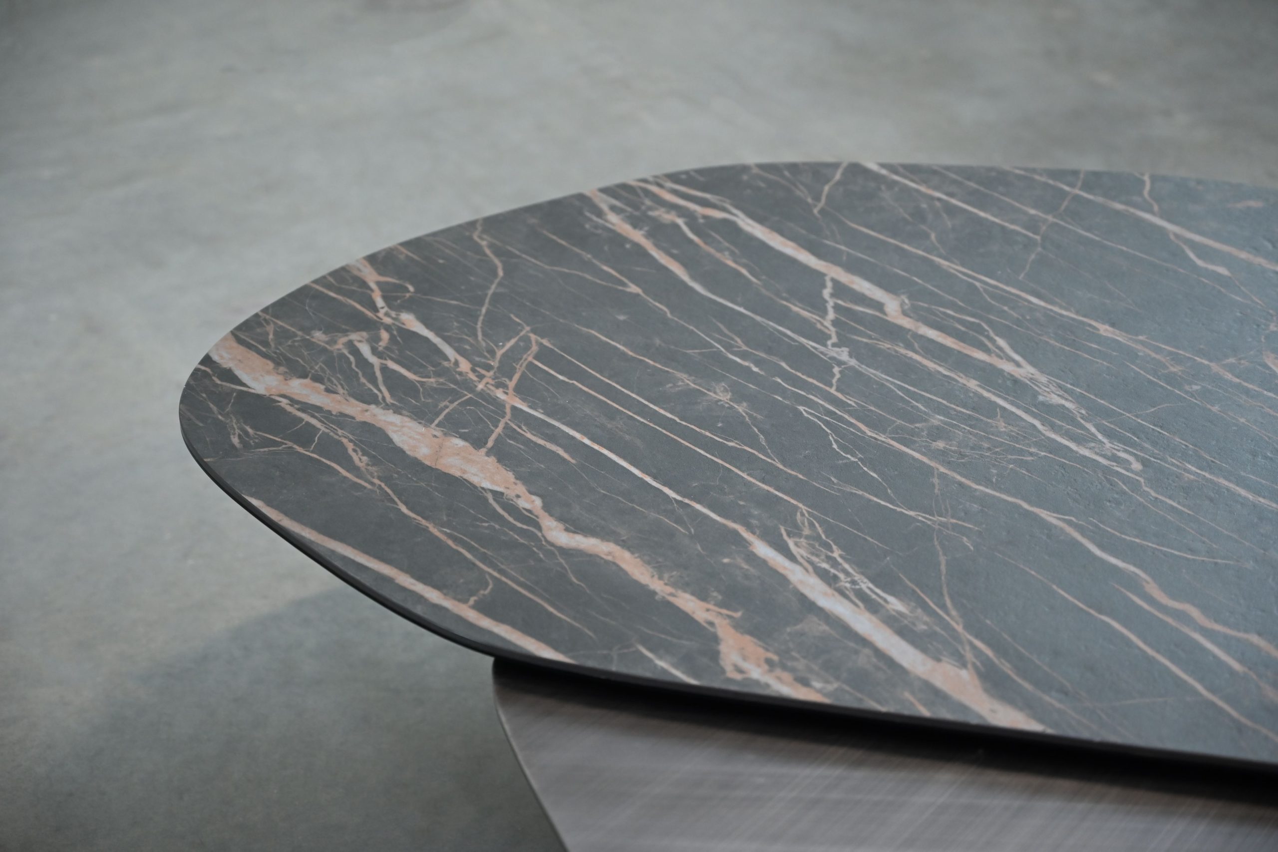 layer ceramic top steel base coffee table